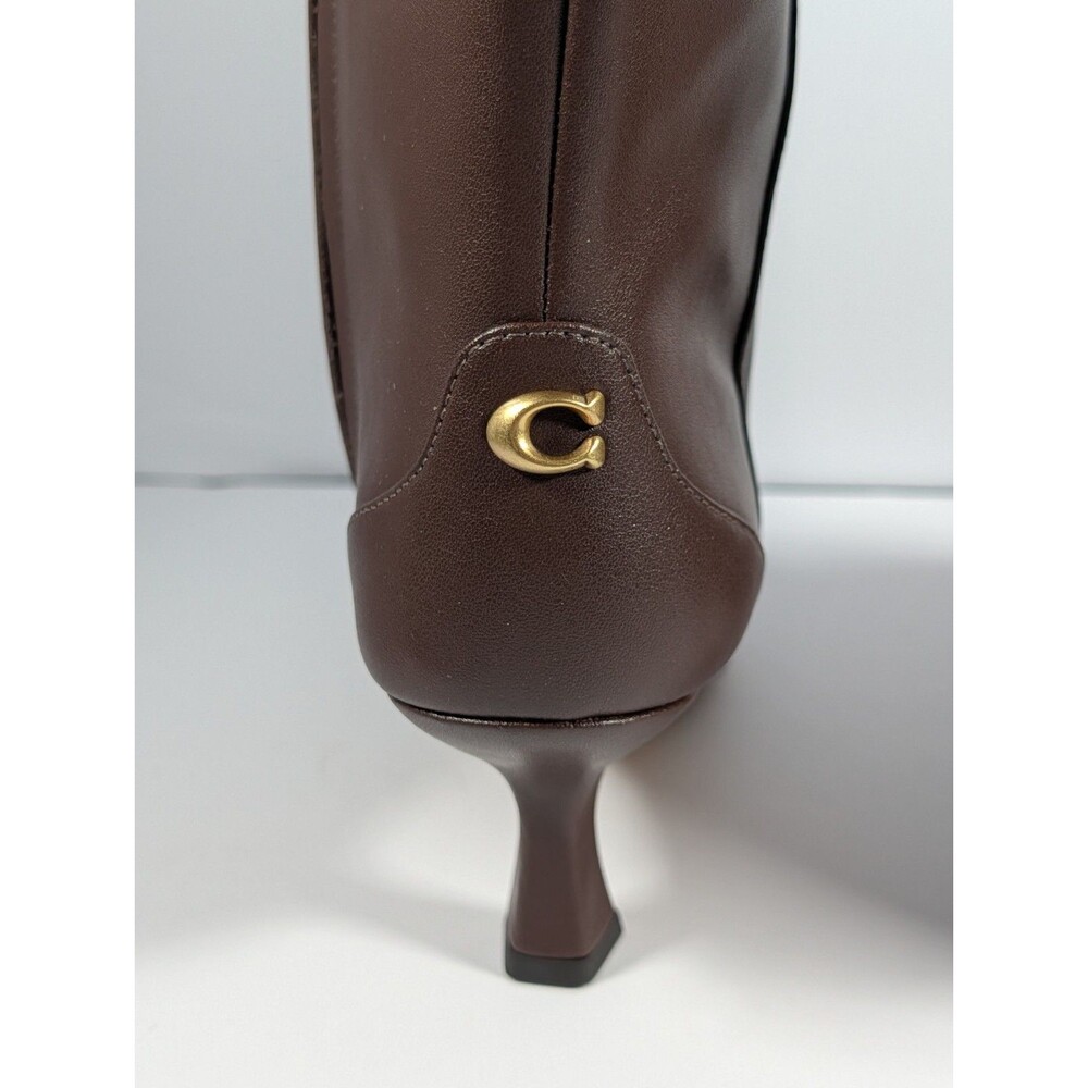 Coach Sculpt C Leather Tall Kitten Heel Boot Maple Brown Size 6.5B NIB - Picture 6 of 15
